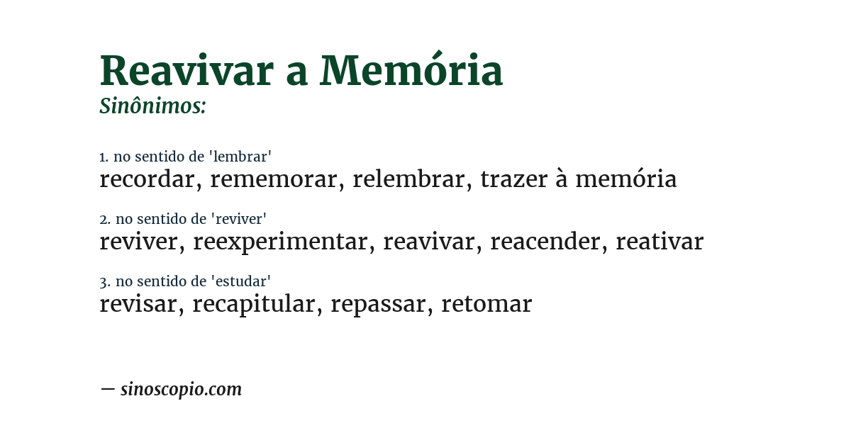 Sinônimo de reavivar a memória