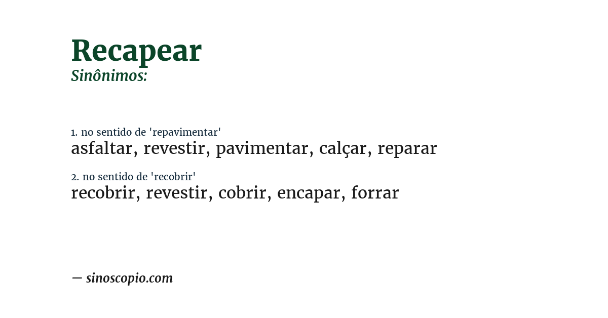 Sinônimo de recapear