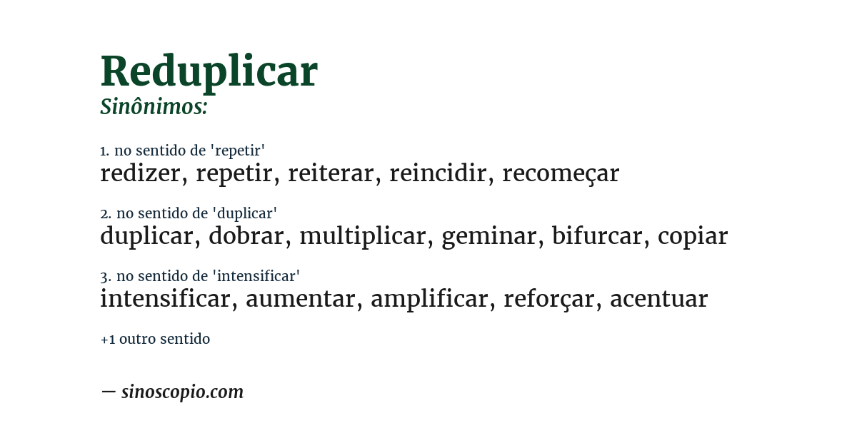 Sinônimo de reduplicar