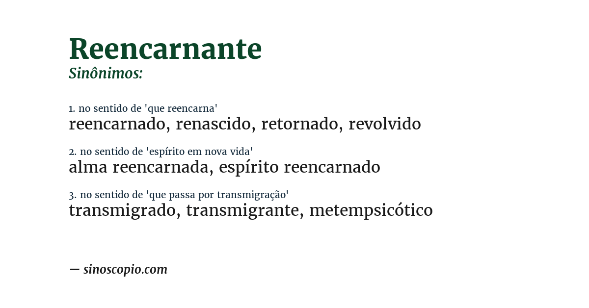 Sinônimo de reencarnante