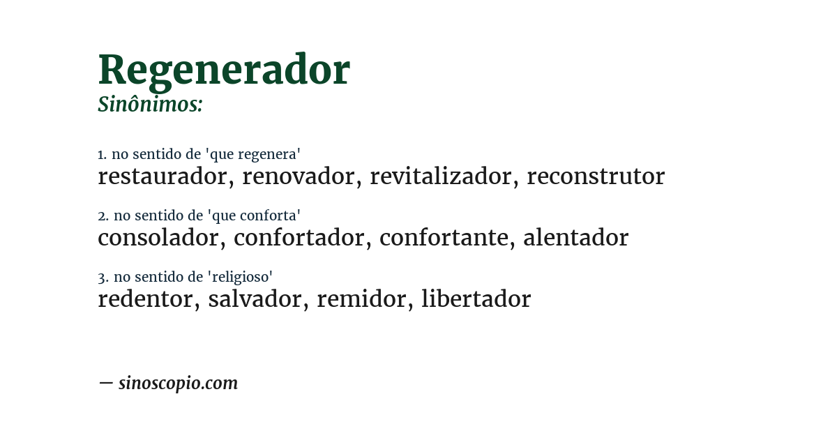 Sinônimo de regenerador