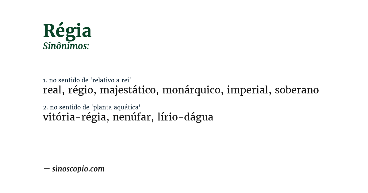 Sinônimo de régia