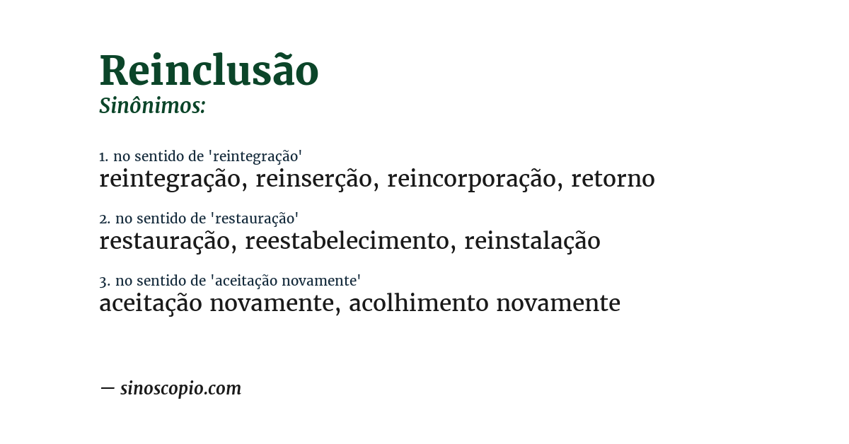 Sinônimo de reinclusão
