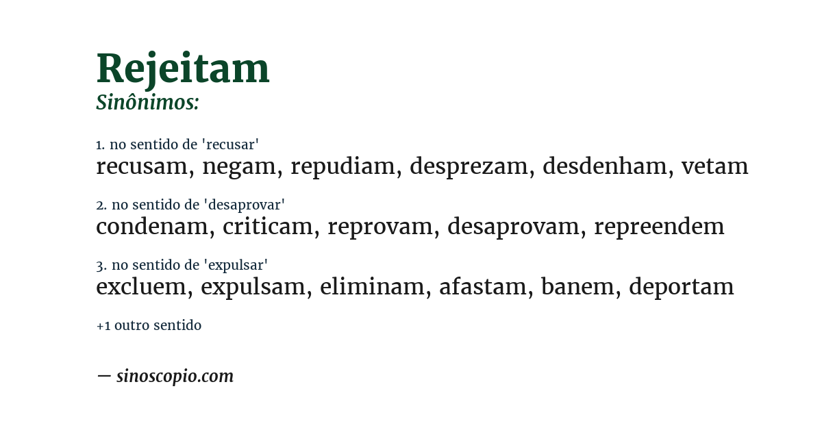 Sinônimo de rejeitam