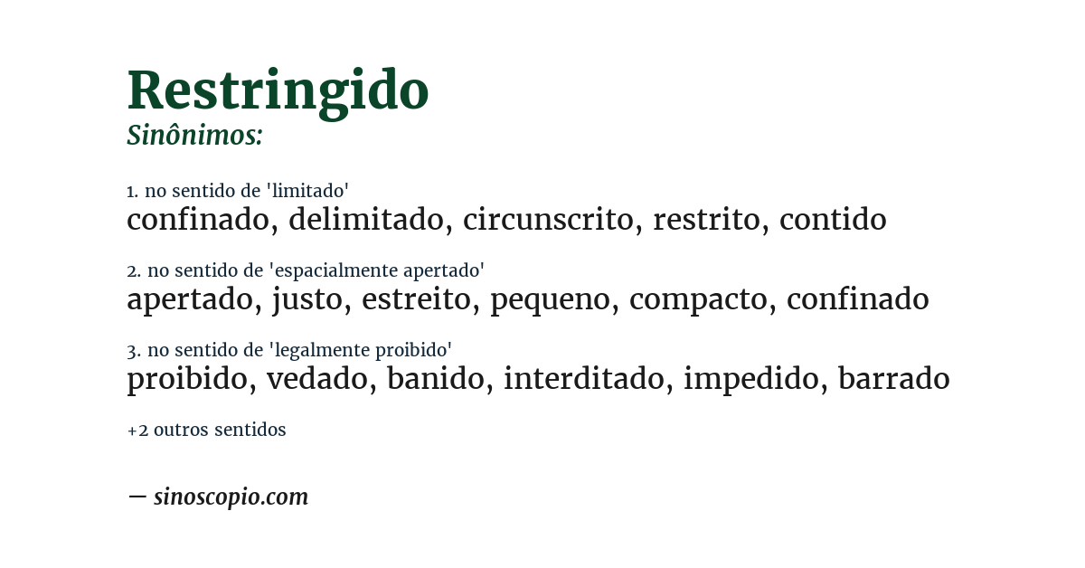 Sinônimo de restringido