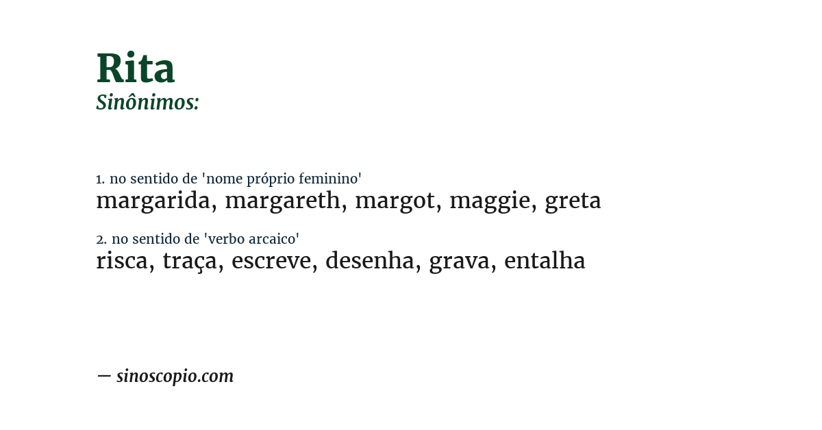 Sinônimo de rita