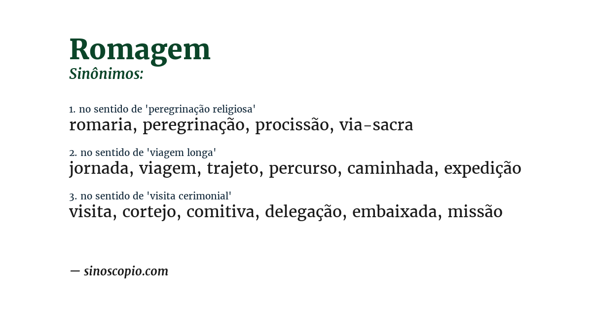 Sinônimo de romagem