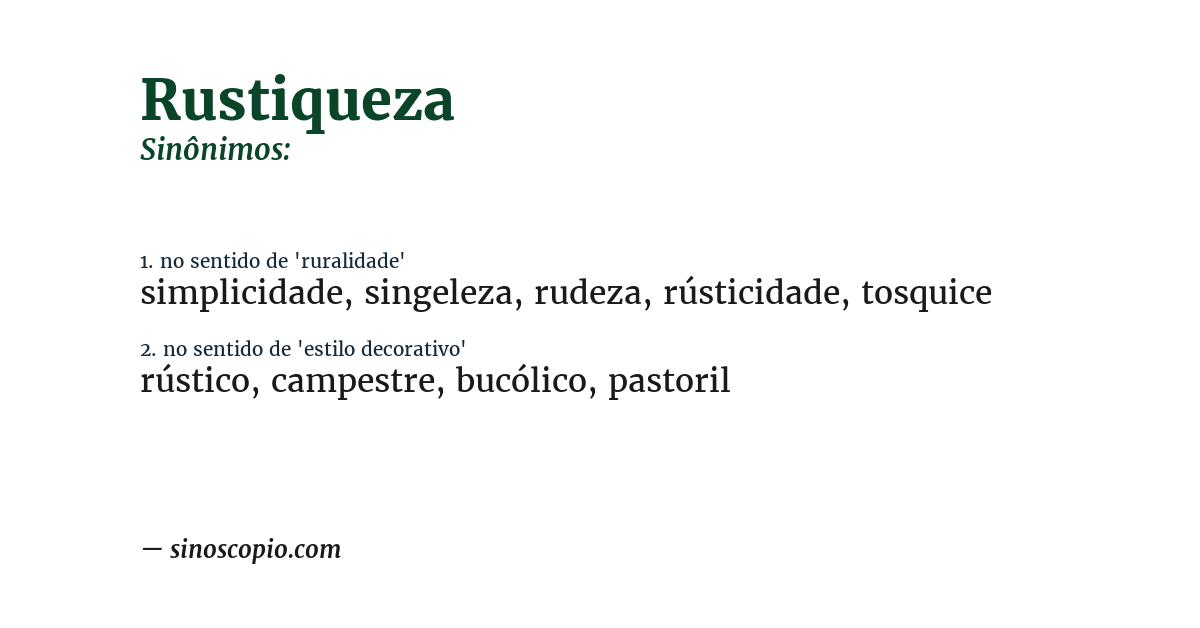 Sinônimo de rustiqueza