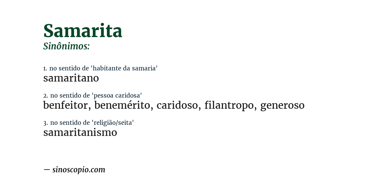 Sinônimo de samarita