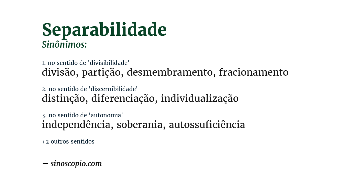 Sinônimo de separabilidade