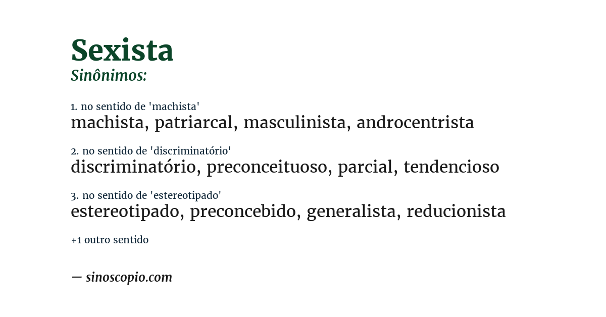 Sinônimo de sexista