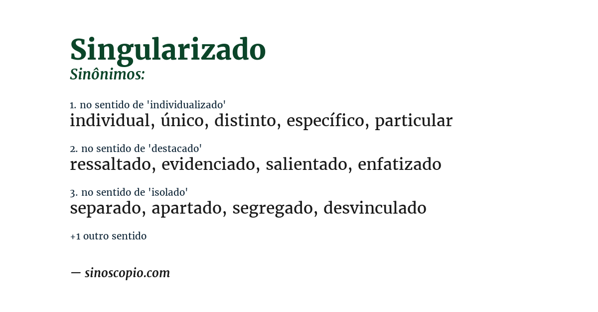 Sinônimo de singularizado