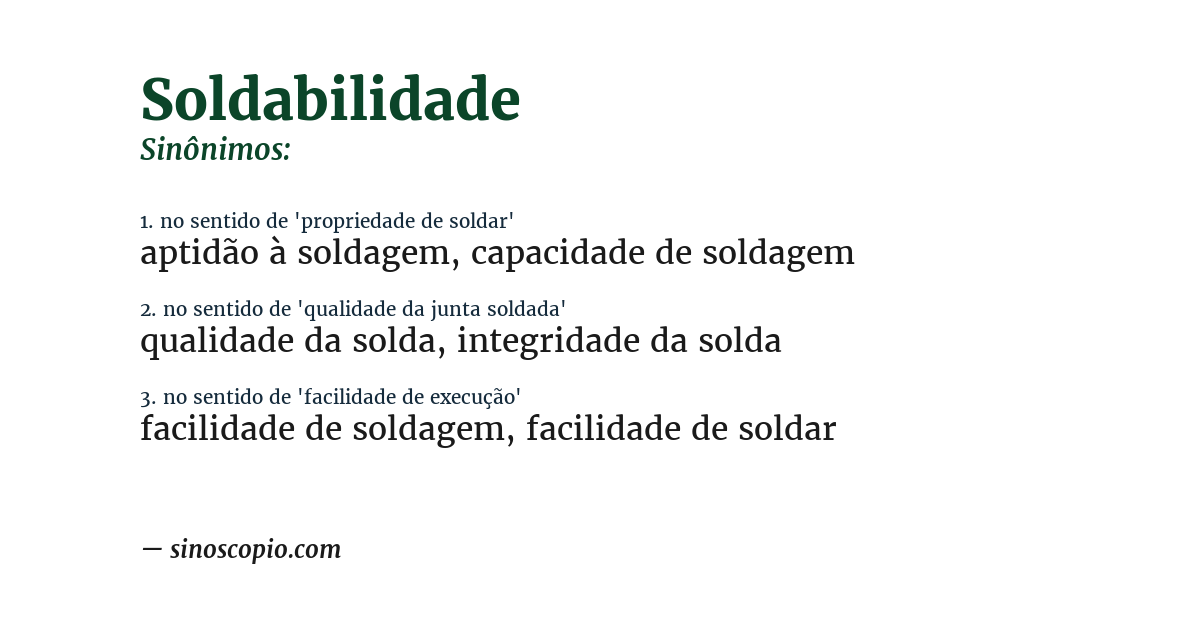 Sinônimo de soldabilidade