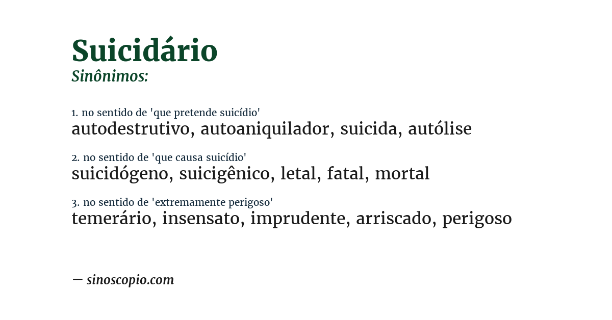 Sinônimo de suicidário