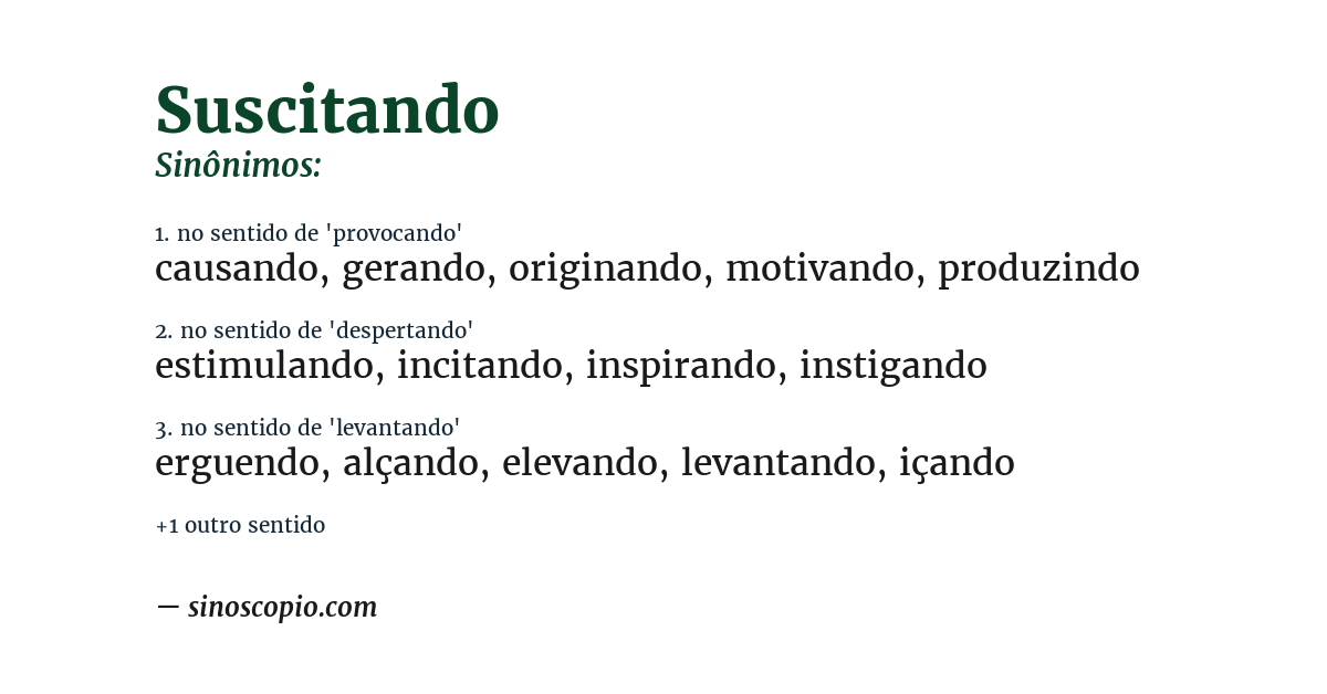 Sinônimo de suscitando