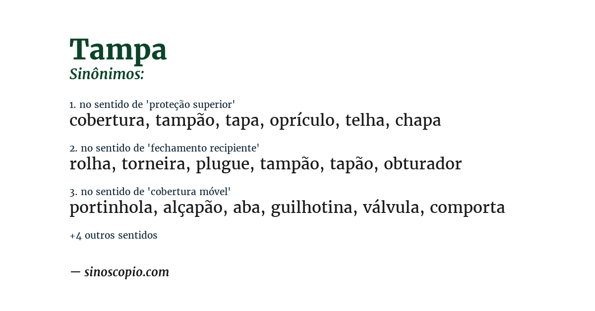 Sinônimo de tampa