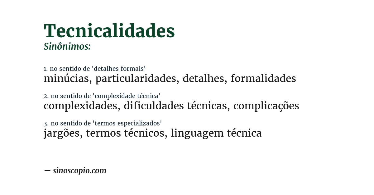 Sinônimo de tecnicalidades