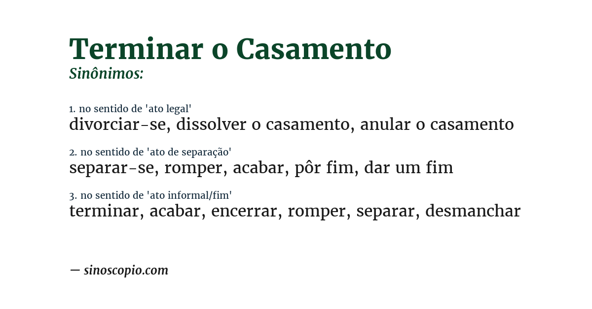 Sinônimo de terminar o casamento