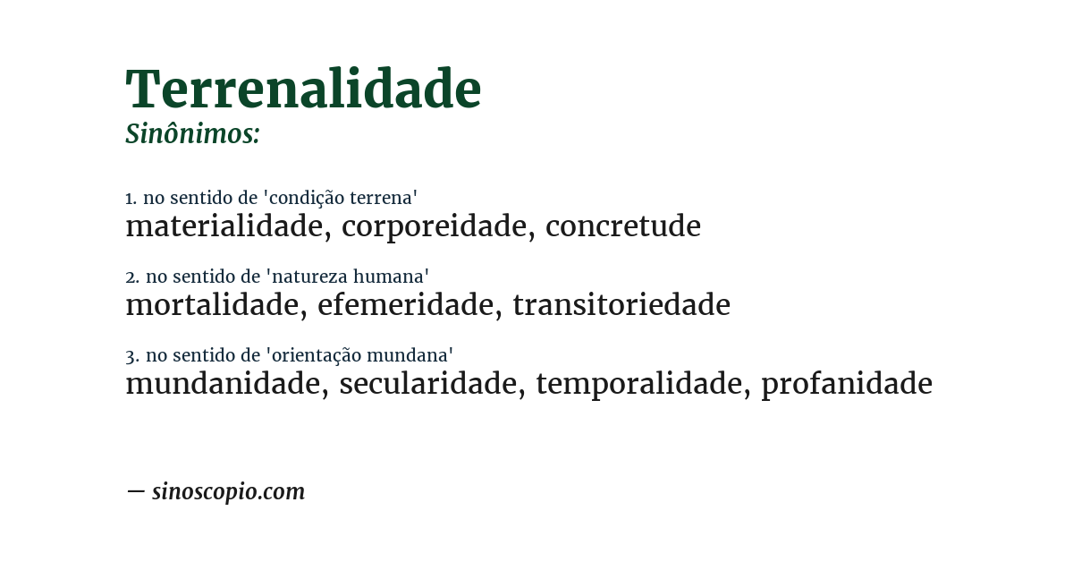 Sinônimo de terrenalidade