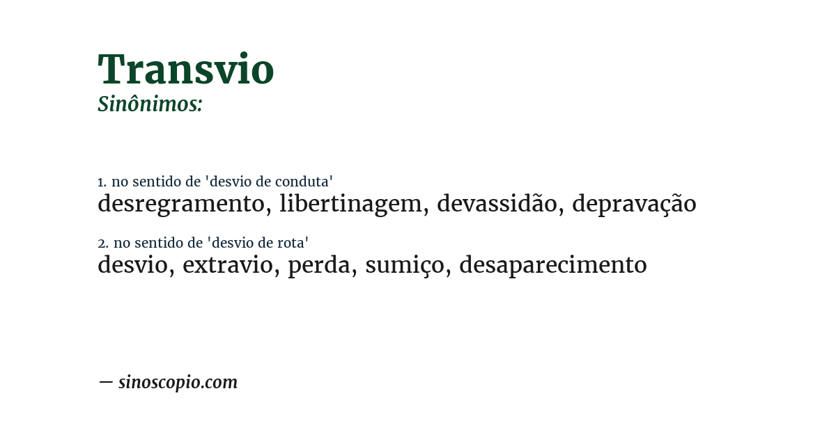 Sinônimo de transvio