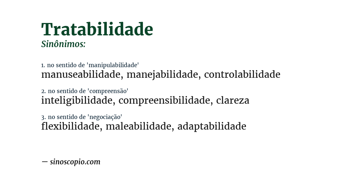 Sinônimo de tratabilidade