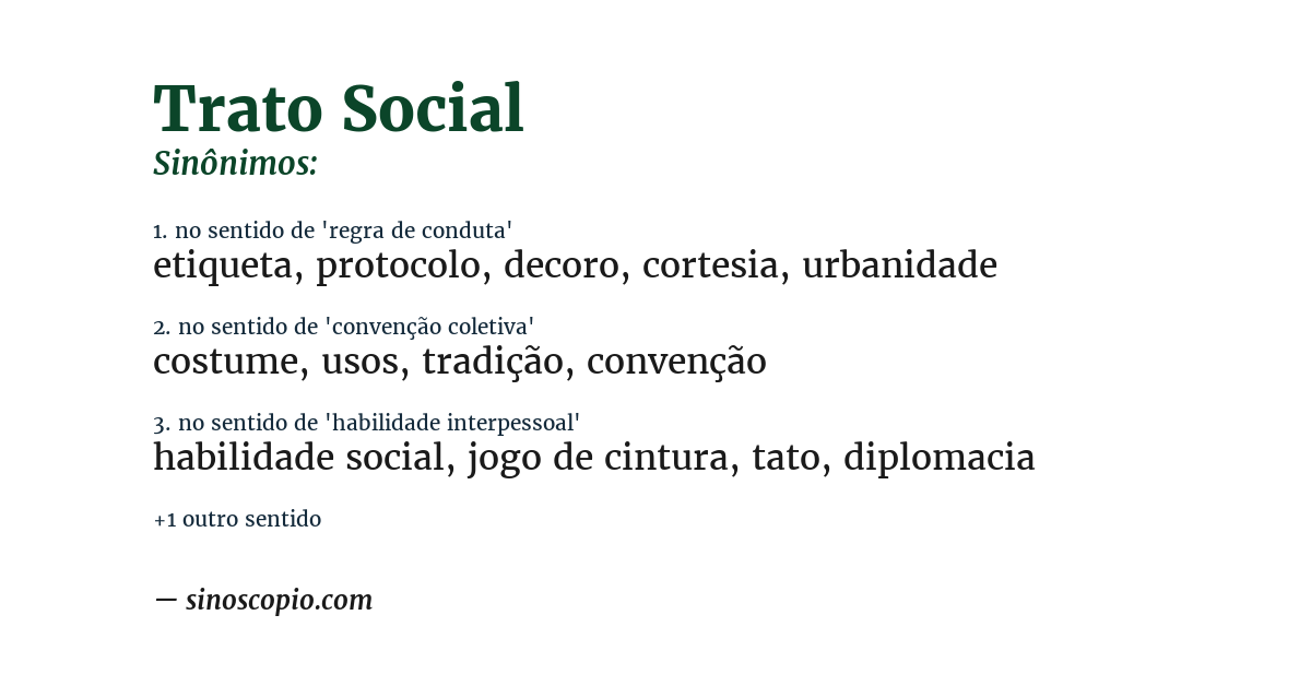 Sinônimo de trato social