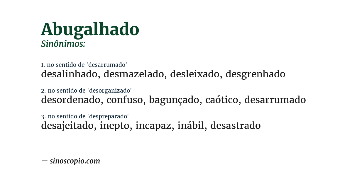 Sinônimo de abugalhado