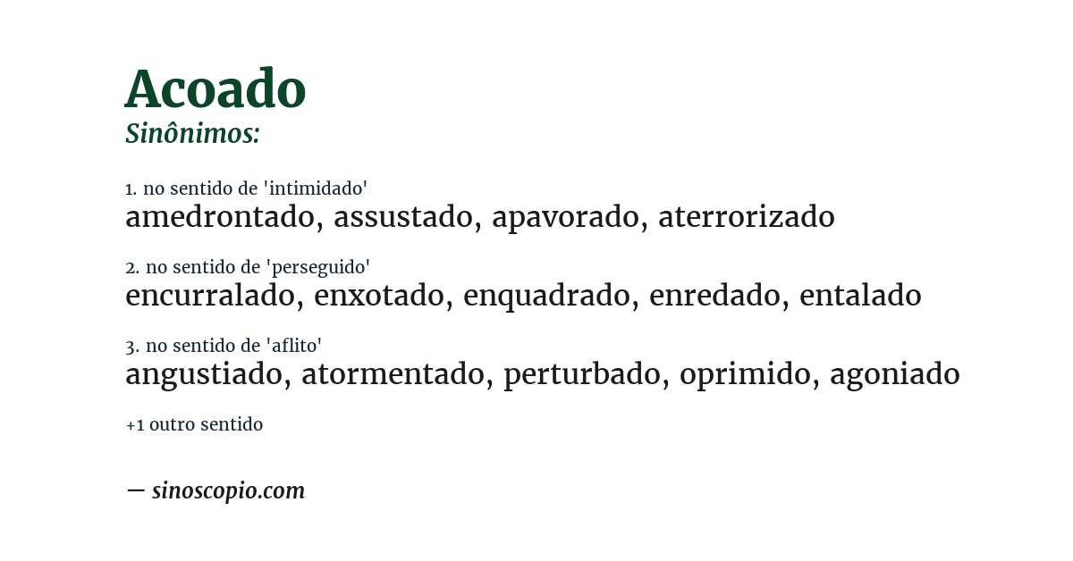 Sinônimo de acoado