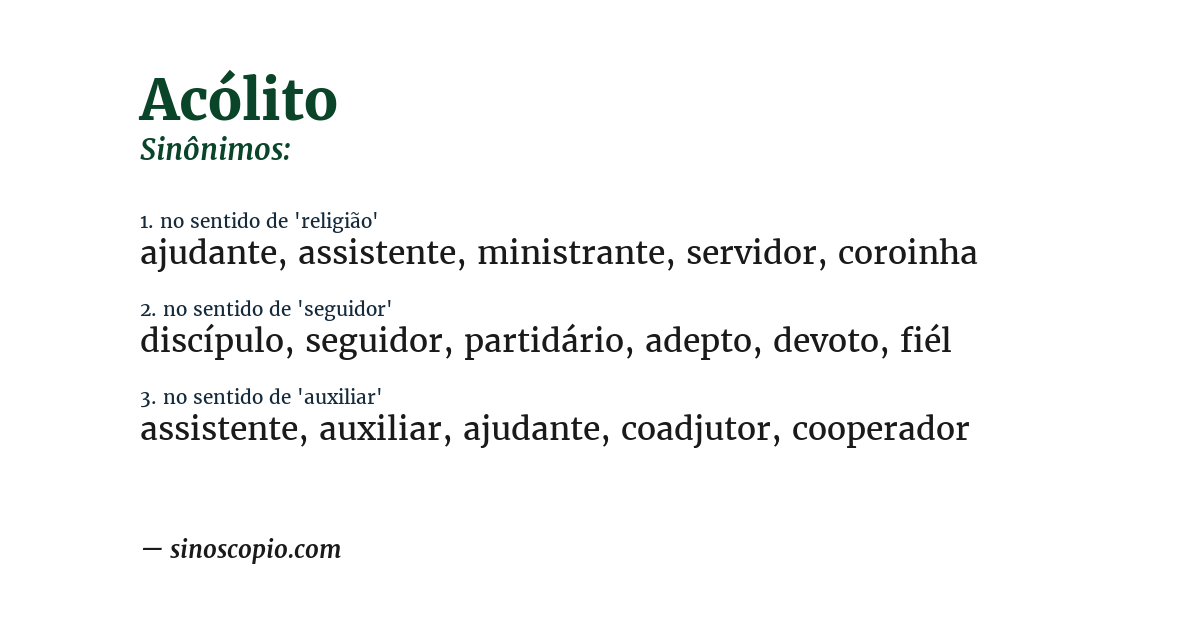 Sinônimo de acólito