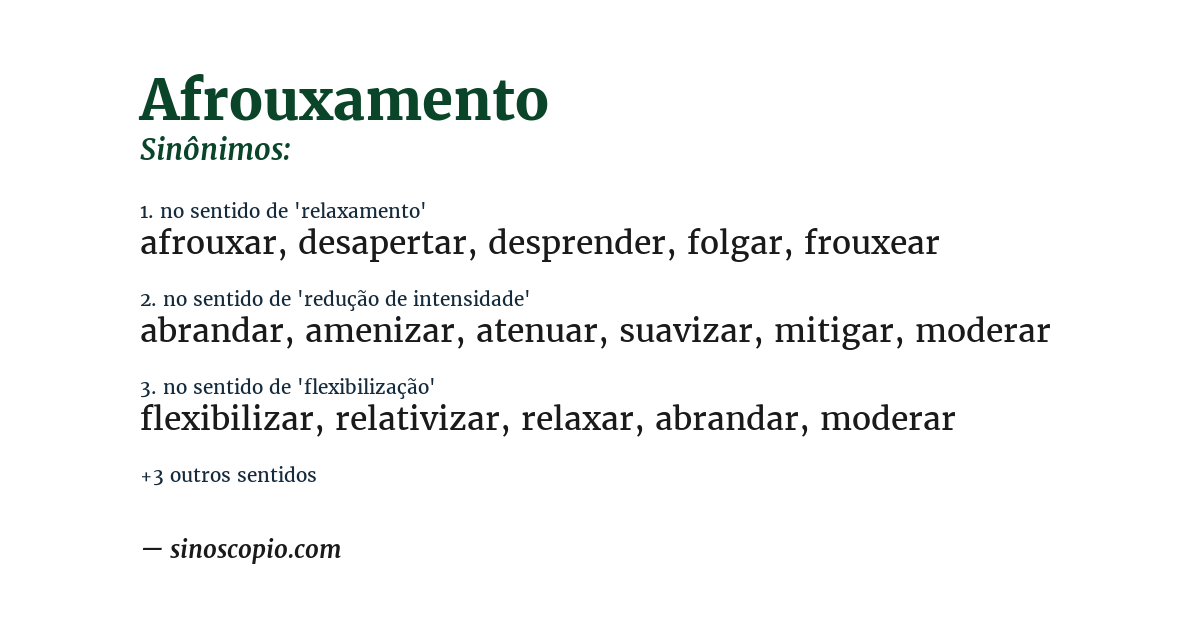 Sinônimo de afrouxamento