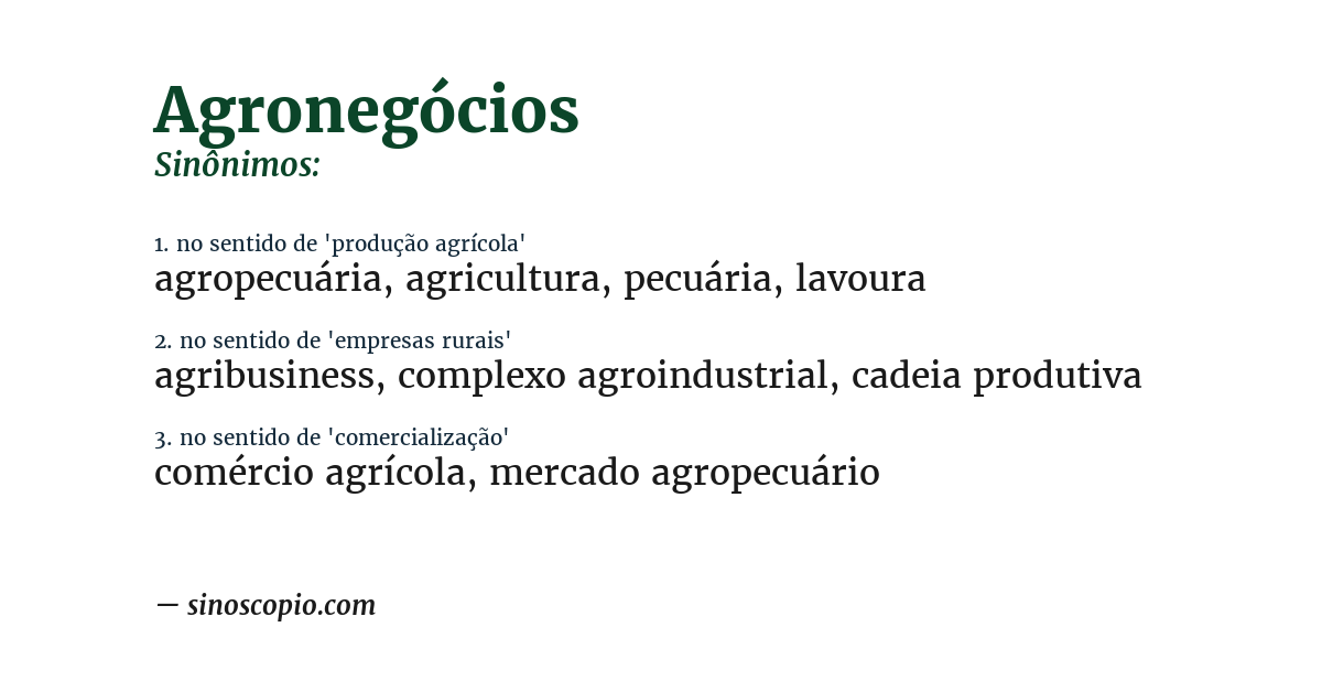 Sinônimo de agronegócios