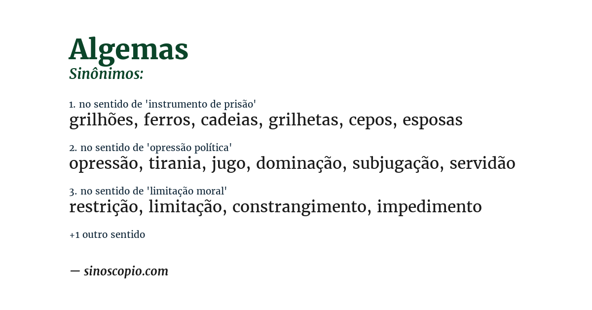 Sinônimo de algemas