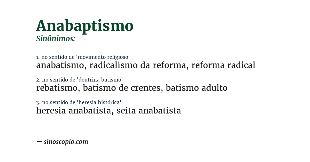 Sinônimo de anabaptismo
