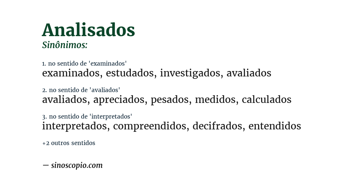 Sinônimo de analisados