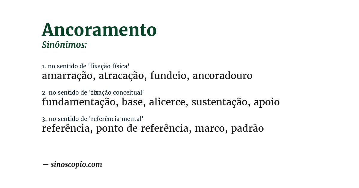 Sinônimo de ancoramento