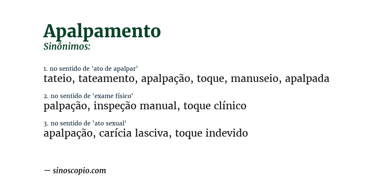 Sinônimo de apalpamento