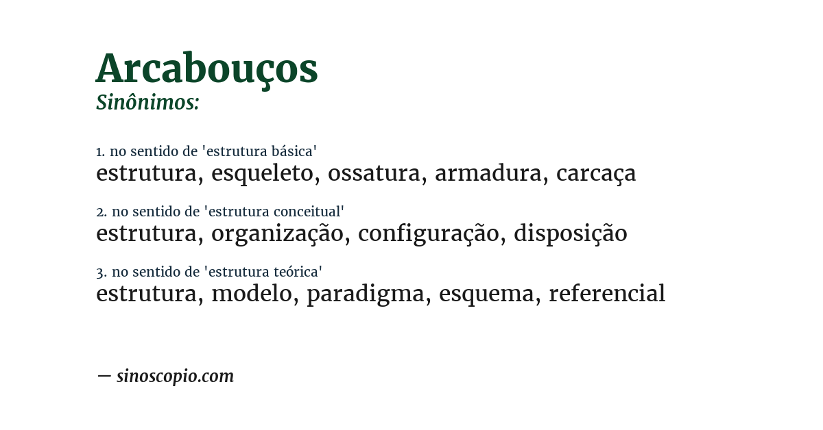 Sinônimo de arcabouços