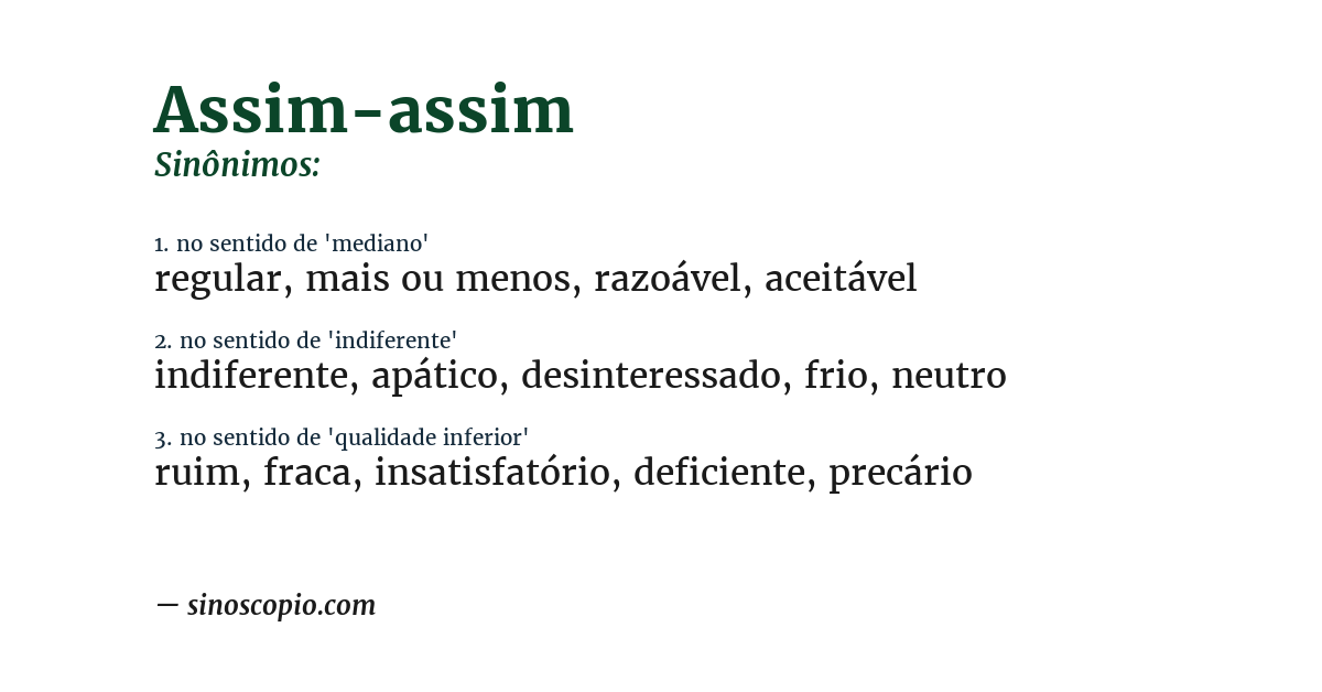 Sinônimo de assim-assim