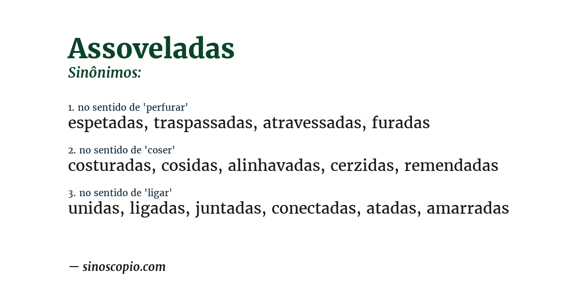 Sinônimo de assoveladas