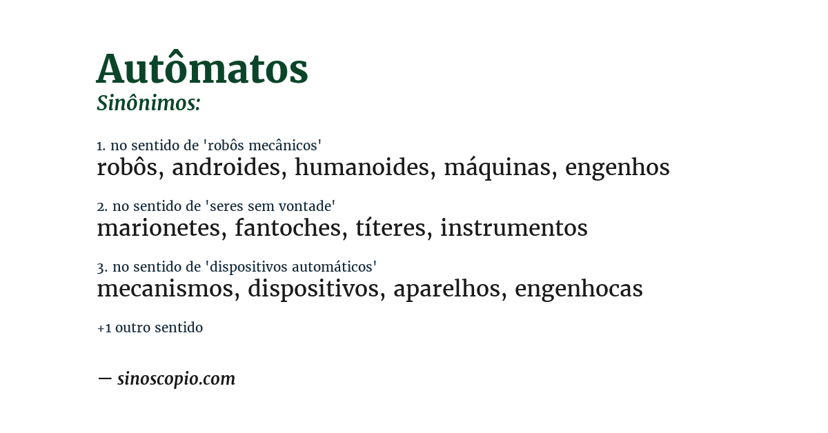 Sinônimo de autômatos