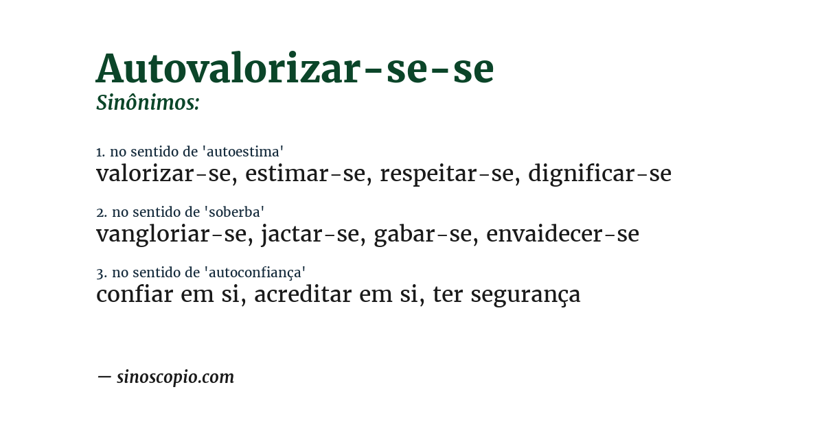Sinônimo de autovalorizar-se-se
