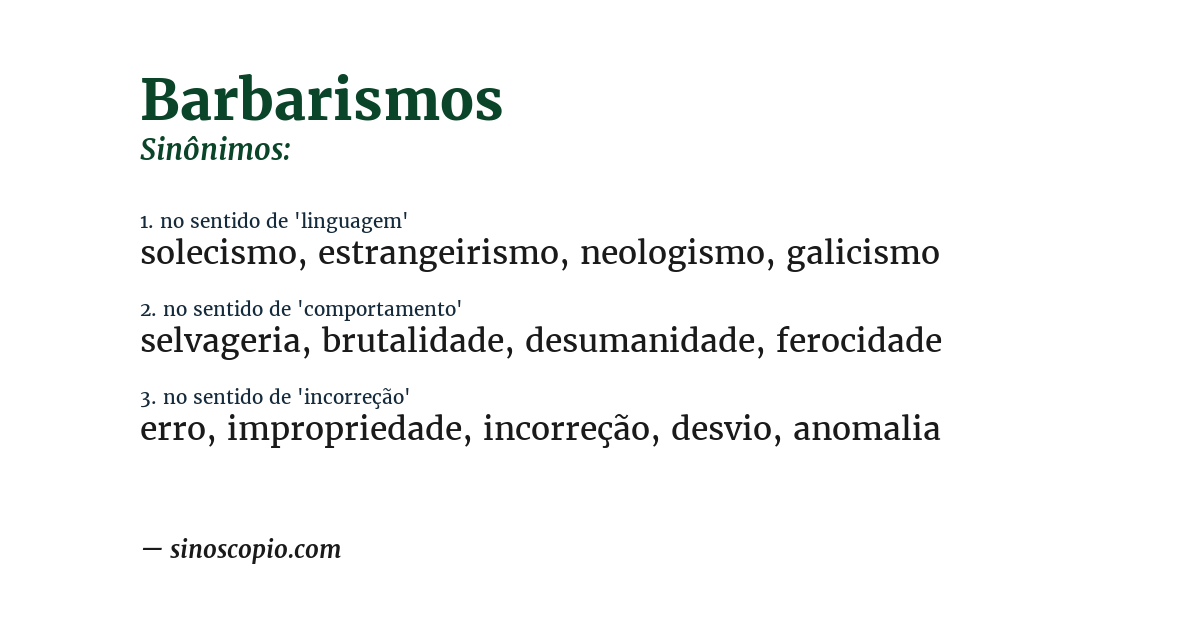 Sinônimo de barbarismos