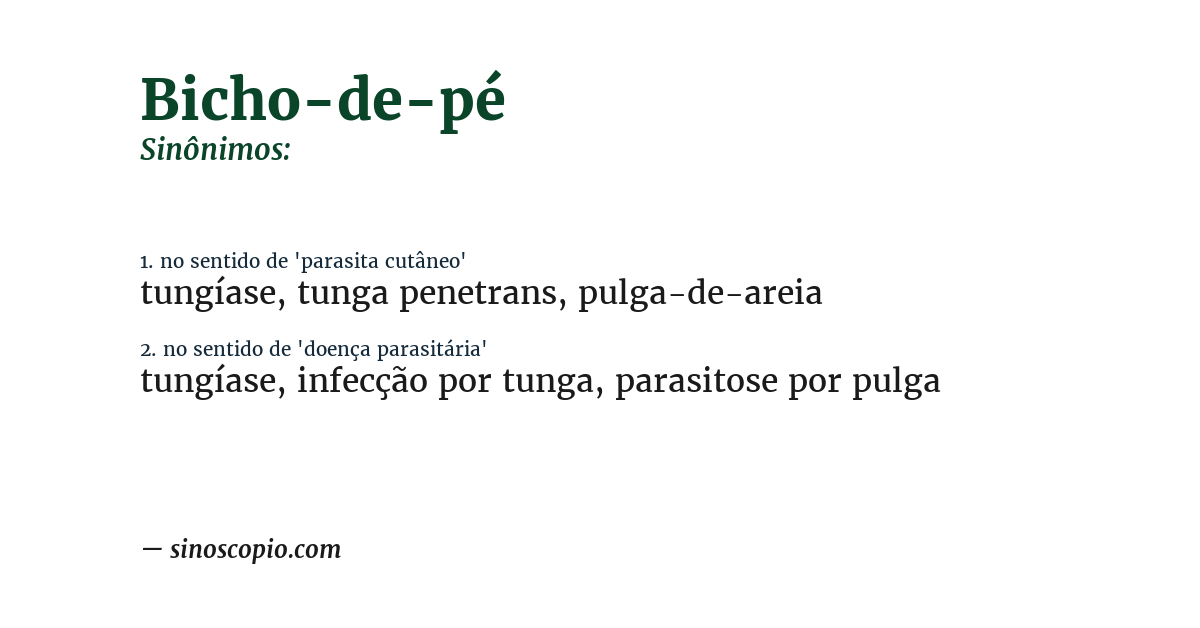 Sinônimo de bicho-de-pé