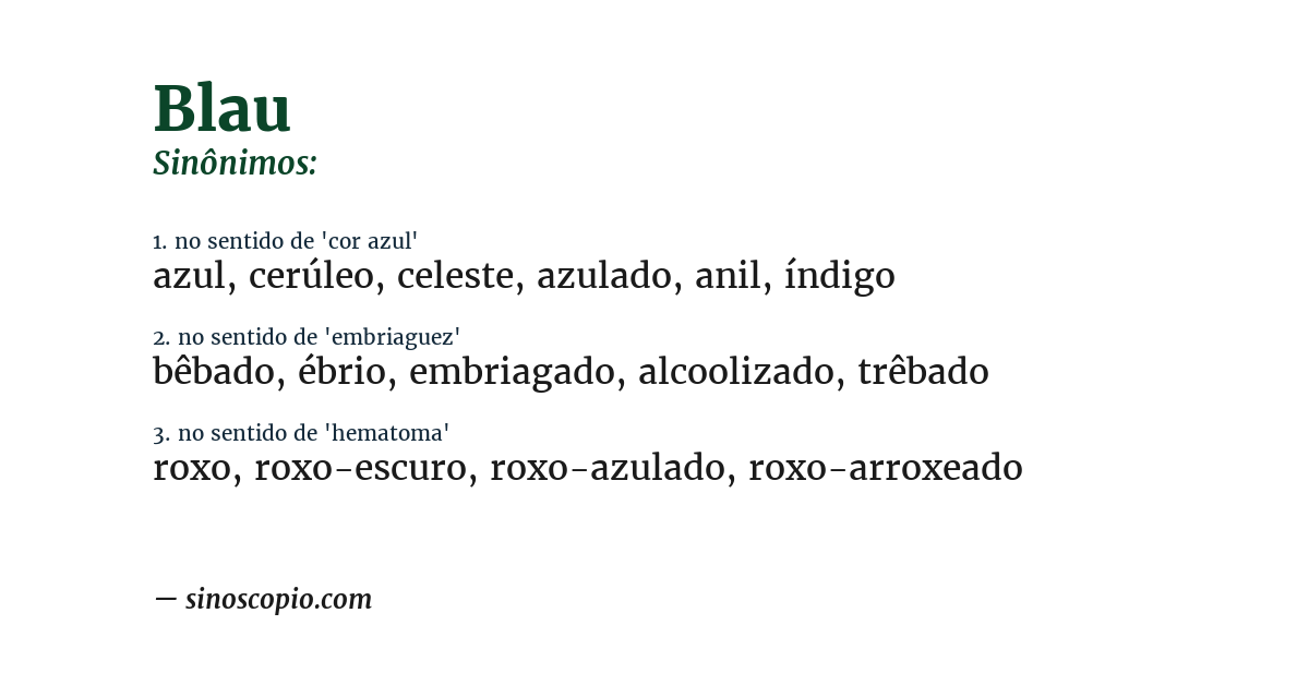 Sinônimo de blau