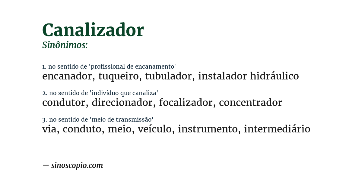 Sinônimo de canalizador