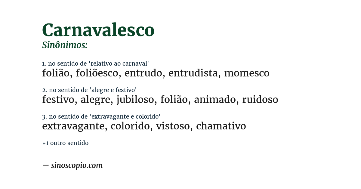 Sinônimo de carnavalesco