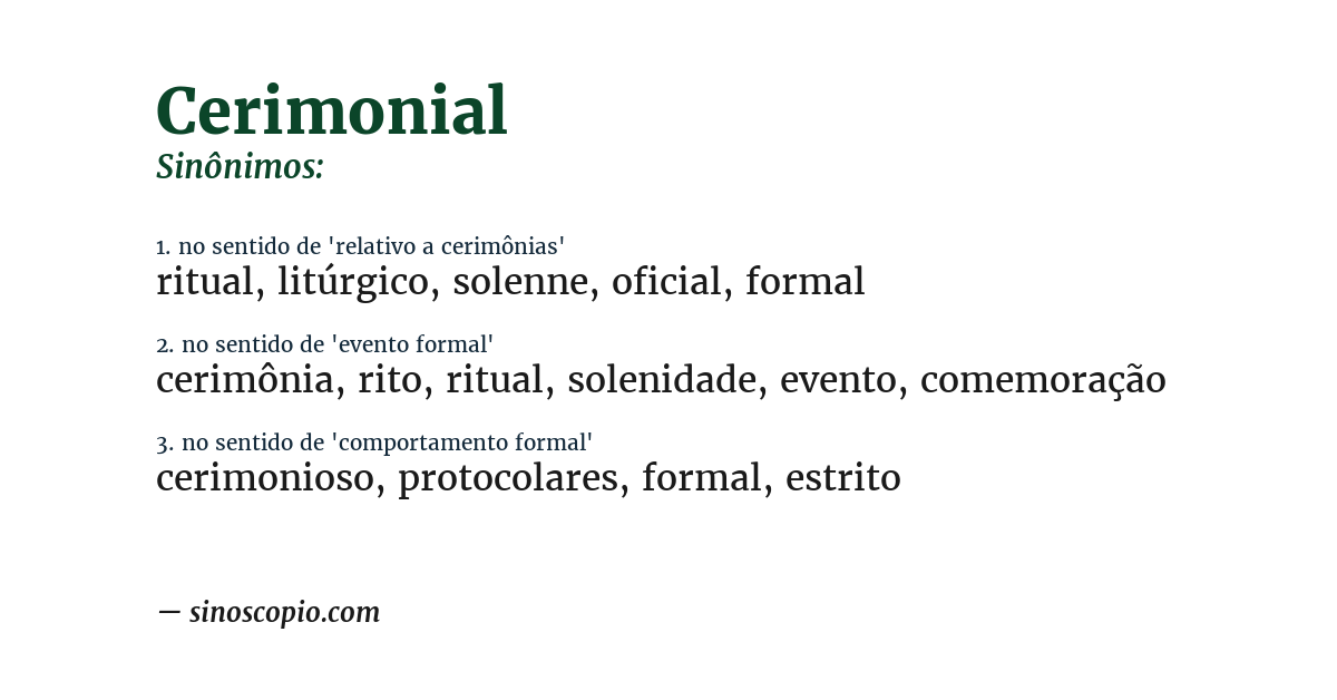 Sinônimo de cerimonial