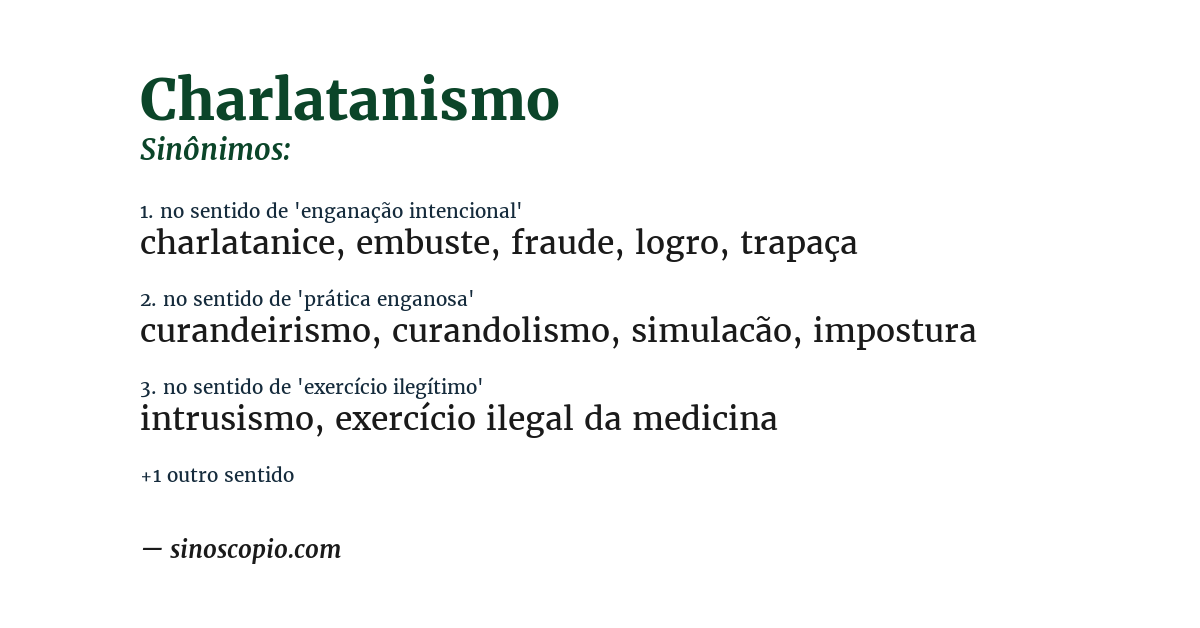 Sinônimo de charlatanismo