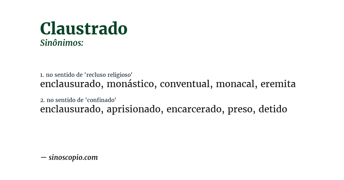Sinônimo de claustrado