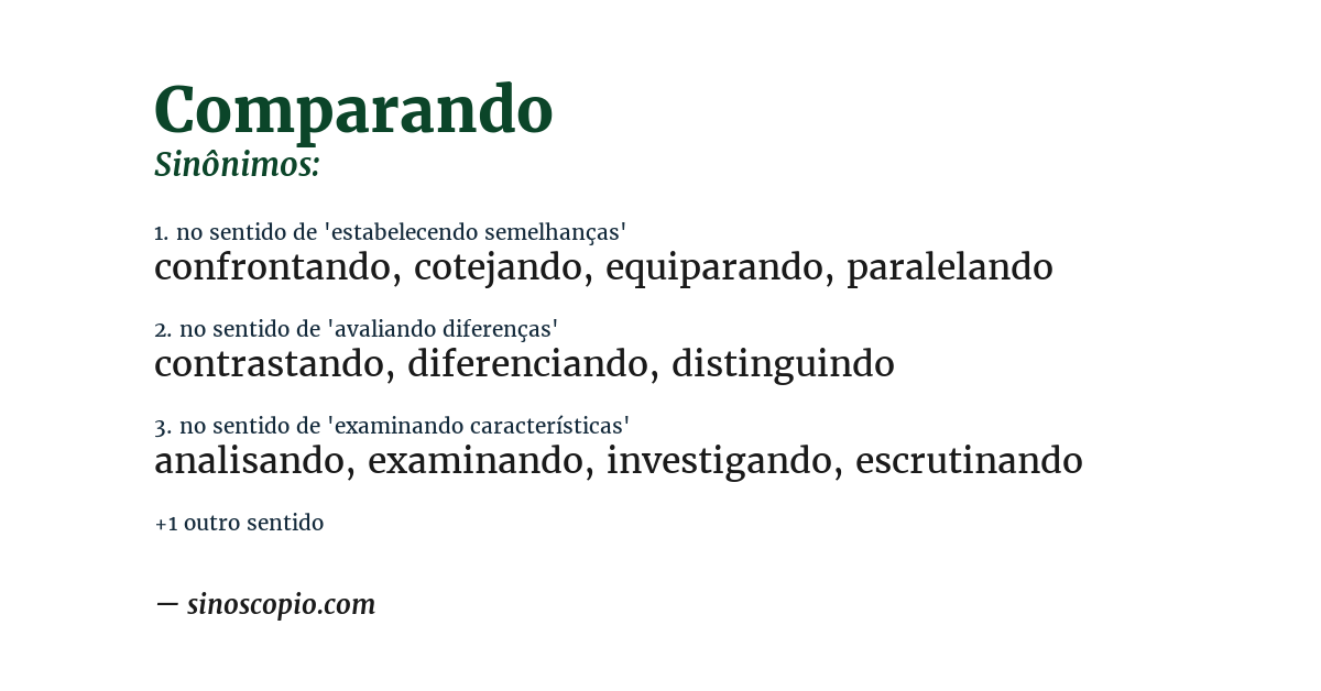 Sinônimo de comparando